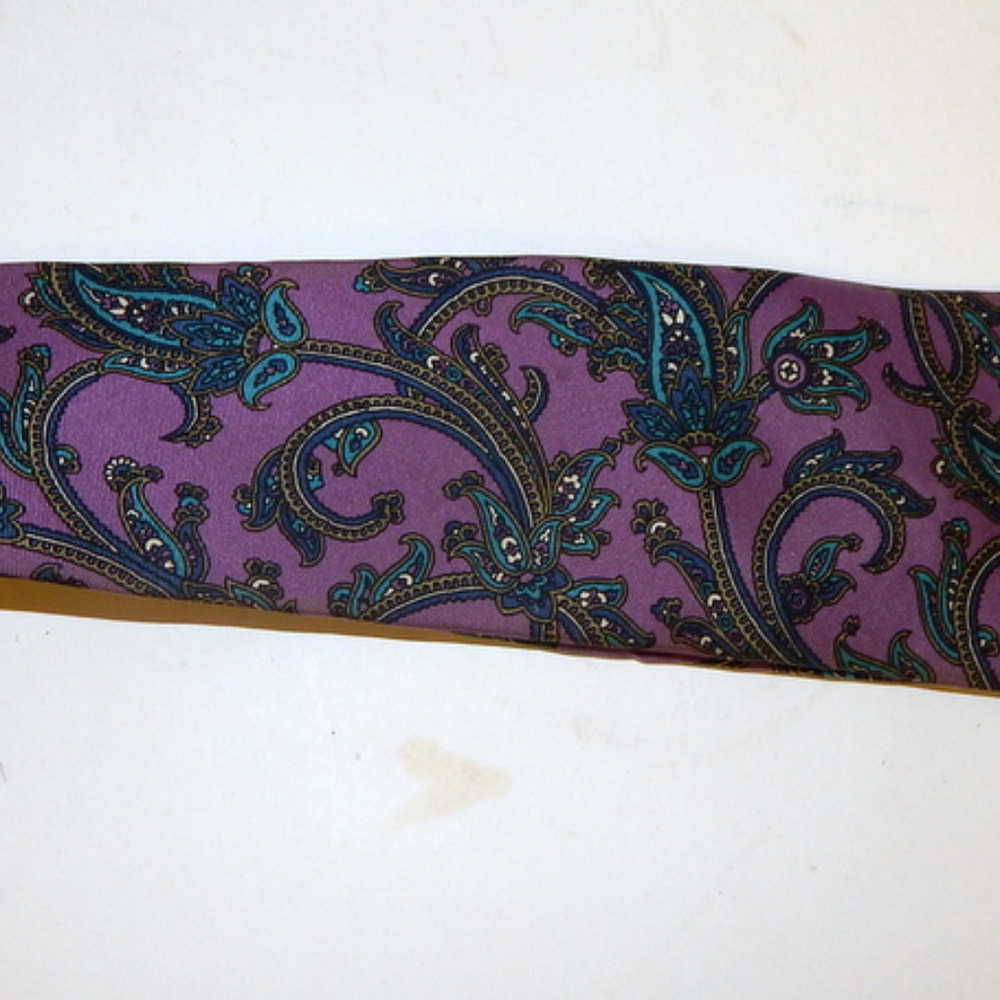 Vintage Christian Dior Silk Paisley Necktie Purple